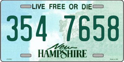 NH license plate 3547658