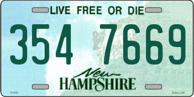 NH license plate 3547669