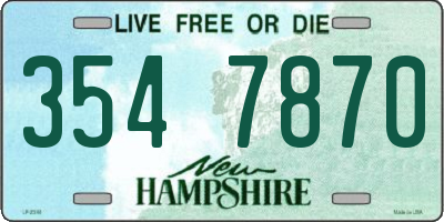 NH license plate 3547870