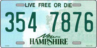 NH license plate 3547876