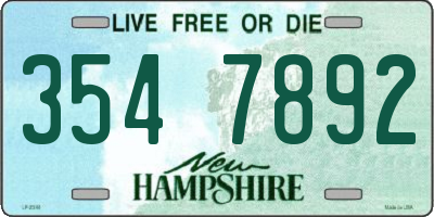 NH license plate 3547892