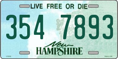 NH license plate 3547893