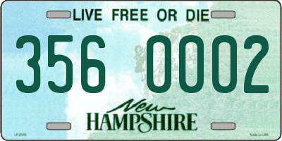 NH license plate 3560002