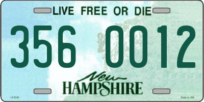 NH license plate 3560012