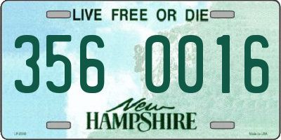 NH license plate 3560016