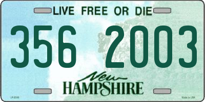 NH license plate 3562003