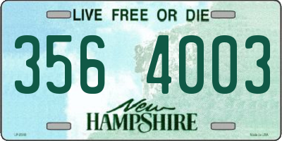 NH license plate 3564003