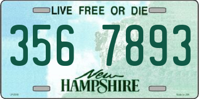 NH license plate 3567893