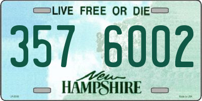 NH license plate 3576002