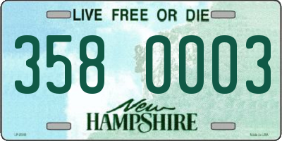 NH license plate 3580003