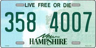 NH license plate 3584007