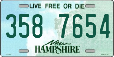 NH license plate 3587654