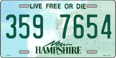 NH license plate 3597654