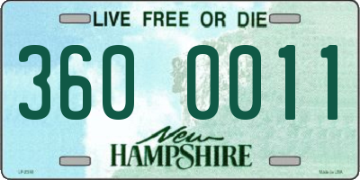 NH license plate 3600011