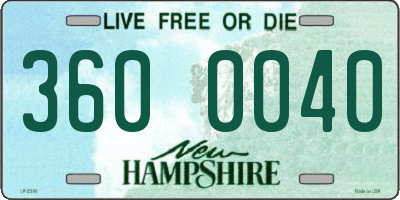 NH license plate 3600040