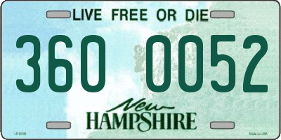NH license plate 3600052