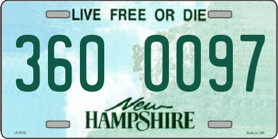 NH license plate 3600097