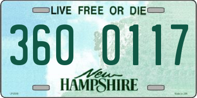 NH license plate 3600117