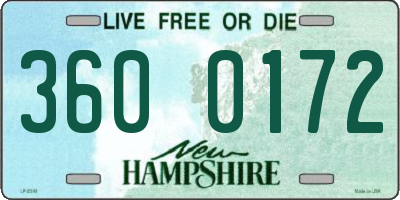 NH license plate 3600172