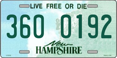 NH license plate 3600192