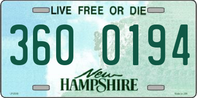NH license plate 3600194