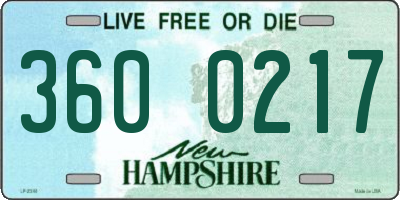 NH license plate 3600217