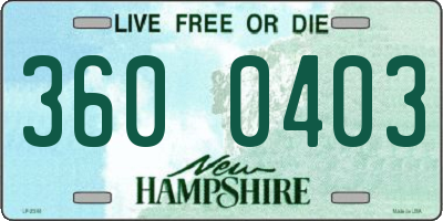 NH license plate 3600403
