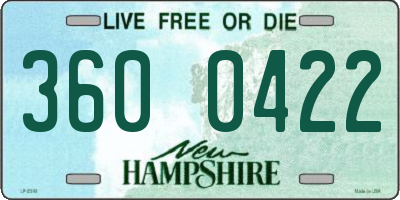 NH license plate 3600422