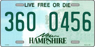 NH license plate 3600456