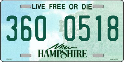 NH license plate 3600518
