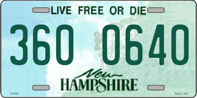 NH license plate 3600640