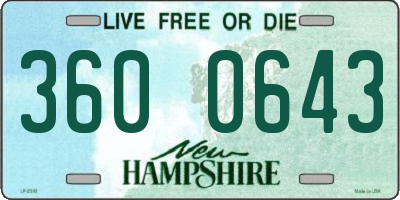 NH license plate 3600643