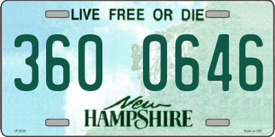 NH license plate 3600646