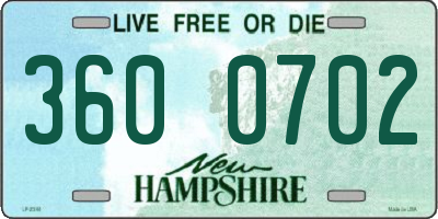 NH license plate 3600702