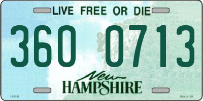 NH license plate 3600713