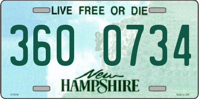 NH license plate 3600734
