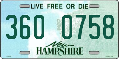 NH license plate 3600758