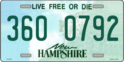 NH license plate 3600792