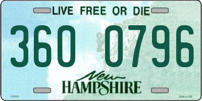 NH license plate 3600796
