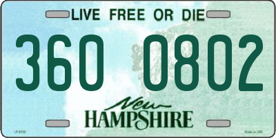 NH license plate 3600802