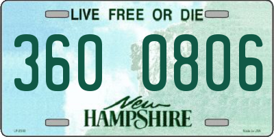 NH license plate 3600806