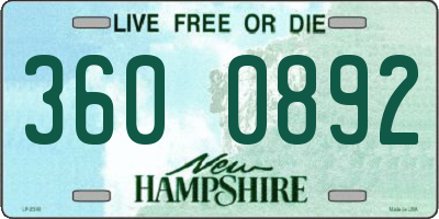 NH license plate 3600892