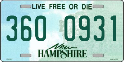 NH license plate 3600931