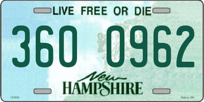 NH license plate 3600962