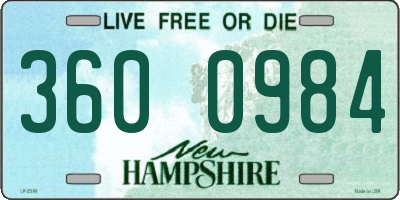 NH license plate 3600984