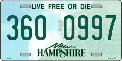 NH license plate 3600997