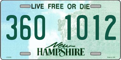 NH license plate 3601012