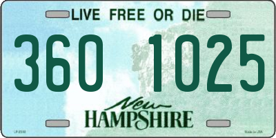 NH license plate 3601025