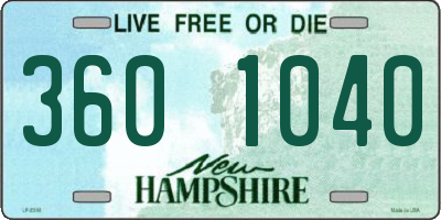 NH license plate 3601040