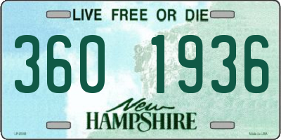 NH license plate 3601936